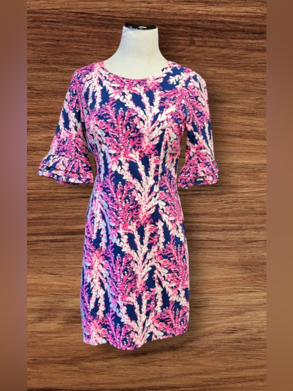Like new! Lilly Pulitzer Fiesta Stretch Dress Nauti Navy Beyond The Sea Coral
